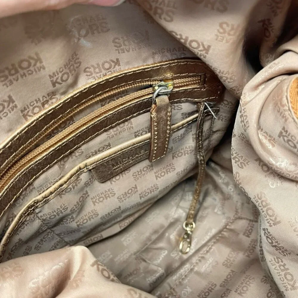 Michael Kors Austin Bronze Metallic Leather Large Hobo Bag - Picture 11 of 15
